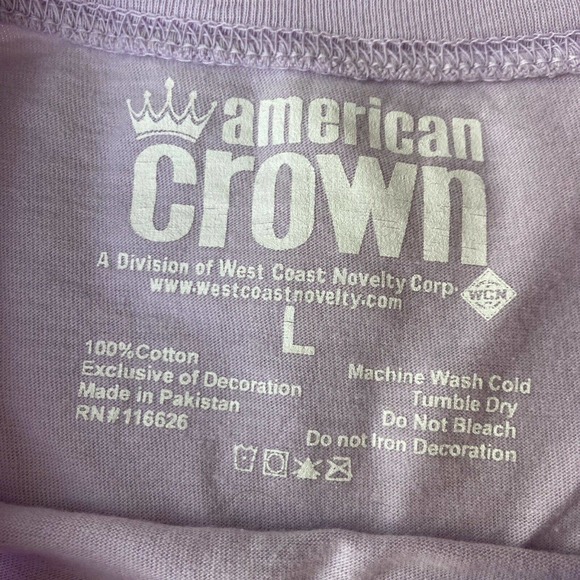 American Crown San Diego Dolphins T Shirt Sz L Purple Powder Puff Football 1972 - Picture 4 of 8